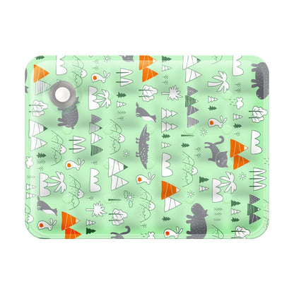 Children's placemat with animal pattern on a light green background